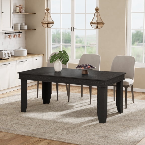 Farmhouse Dining Table for 4-6 People, Long Kitchen Table with Wooden Sturdy Frame, Large Rectangular Dinner Table for Dining Room, Kitchen