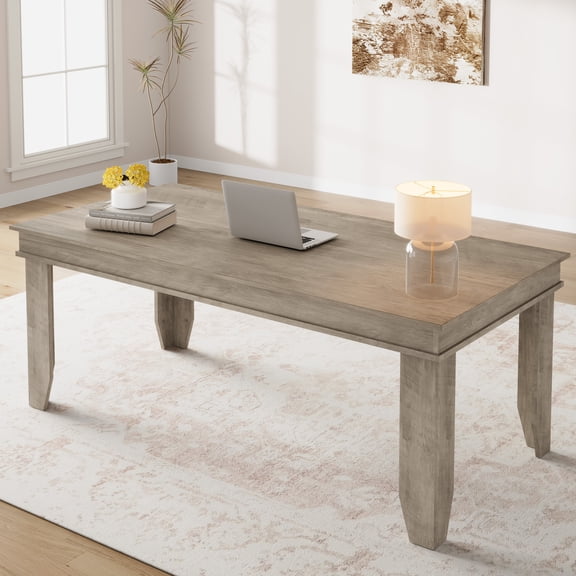 Farmhouse Dining Table for 4-6 People, Long Kitchen Table with Wooden Sturdy Frame,  Large Rectangular Dinner Table for Dining Room, Kitchen