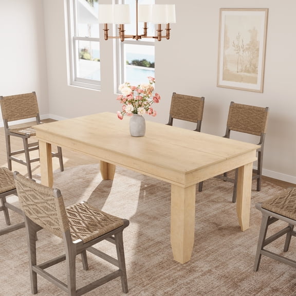 Farmhouse Dining Table for 4-6 People, Long Kitchen Table with Wooden Sturdy Frame,  Large Rectangular Dinner Table for Dining Room, Kitchen