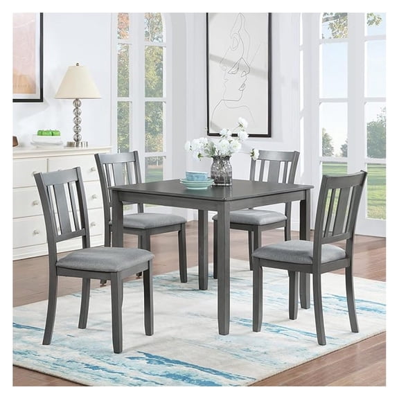 Farmhouse Dining Table for 4, Wood Square Kitchen Table for Small Space, 34.5L x 34.5W x 30H, No Included Chairs, Grey