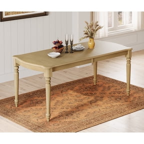 Farmhouse Dining Table for 68 People, Oak Dining Room Table with Solid Rubber Wood Legs for Kitchen