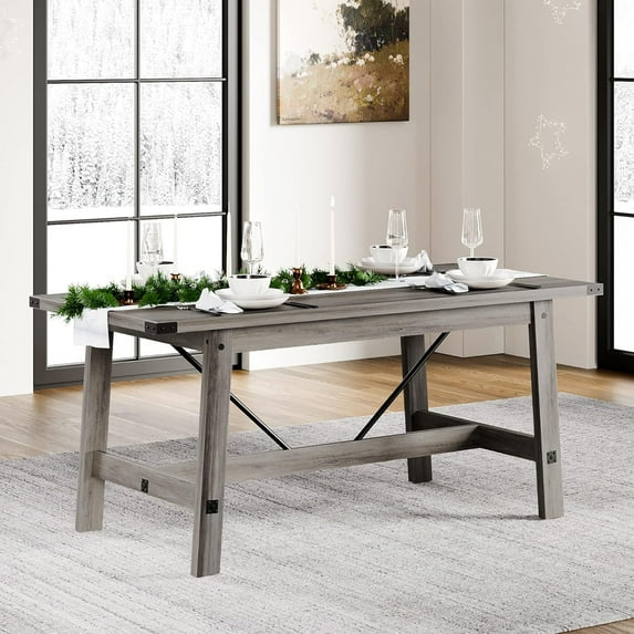 Wampat Modern 67.7 in Rectangle 6 Seats Dining Table, Grey