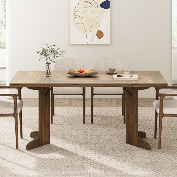 Farmhouse Dining Table for 6 to 8 People,71" Rectangular Wood Kitchen Table with Heavy Duty Legs for Dining Room & Living Room