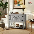thumbnail image 1 of Farmhouse Double Door Coffee Bar Cabinet, Console Table, Sideboard Buffet Cabinet with Bottom Shelf for Entryway, Living Room, Stone Gray, 1 of 8