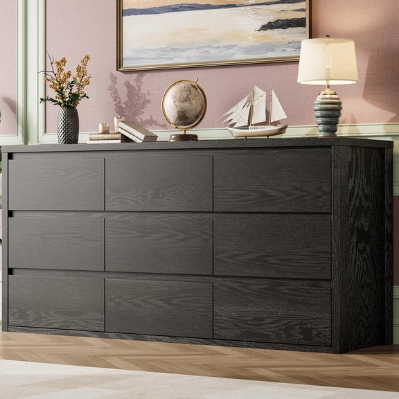 Farmhouse Dresser 9 Drawer Wooden Chest of Drawers Storage Cabinet for Bedroom Living Room