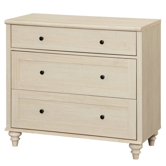 Farmhouse Dresser for Bedroom with 3 Drawers, Kids Dressers with Wood Closet Storage Organizer, Small Dressers for Nursery, Hallway, Living Room, Beige