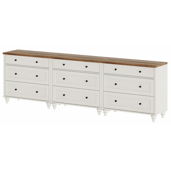 Farmhouse Dresser for Bedroom with 3 Drawers, Mid Century Modern Kids Dressers with Wood Closet Storage Organizer, Small Dressers for Nursery, Hallway, Living Room, Beige