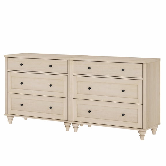 Farmhouse Dresser for Bedroom with 3 Drawers, Mid Century Modern Kids Dressers with Wood Closet Storage Organizer, Small Dressers for Nursery, Hallway, Living Room, Beige
