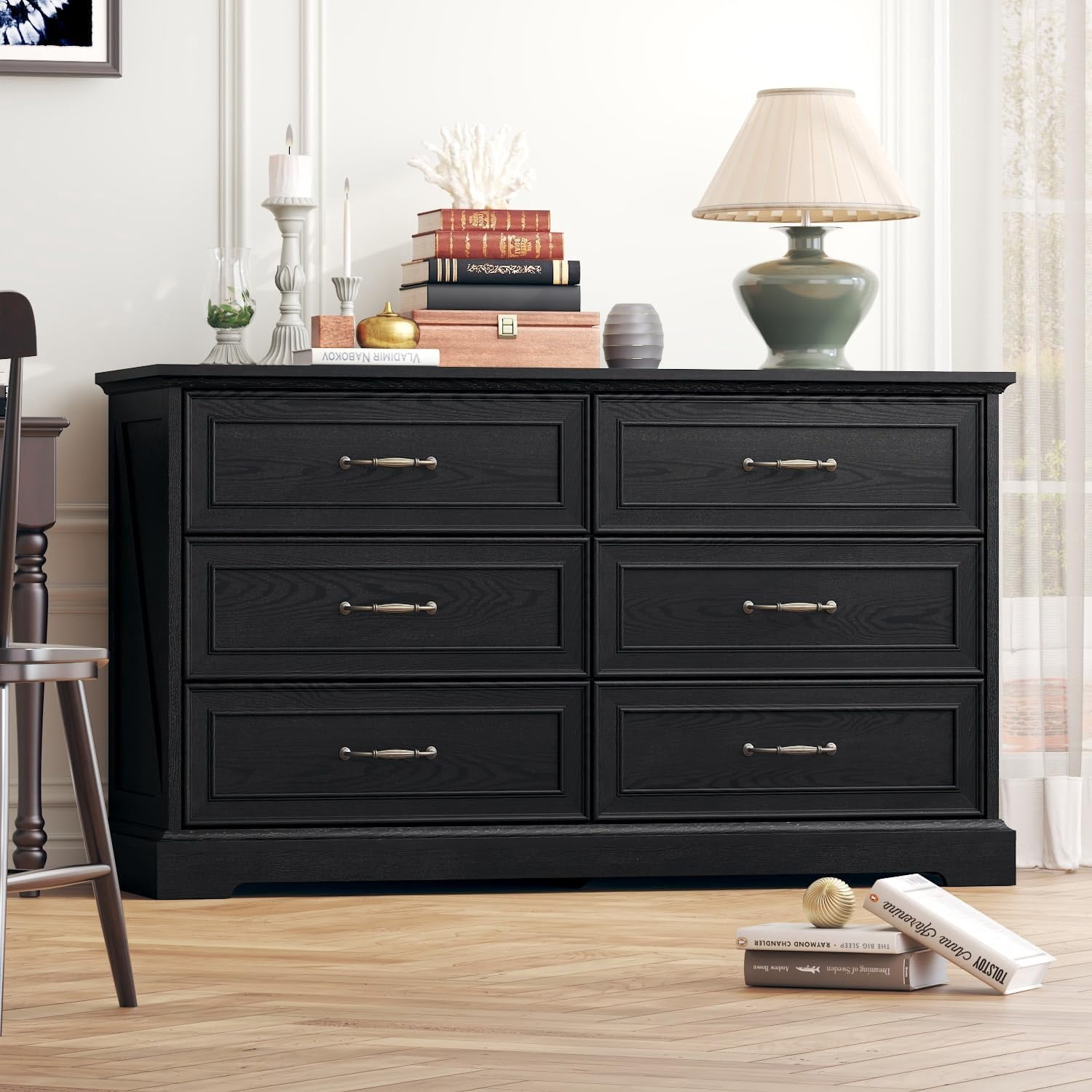 Farmhouse Dresser for Bedroom with 6 Drawer Dresser for Closet Rustic ...
