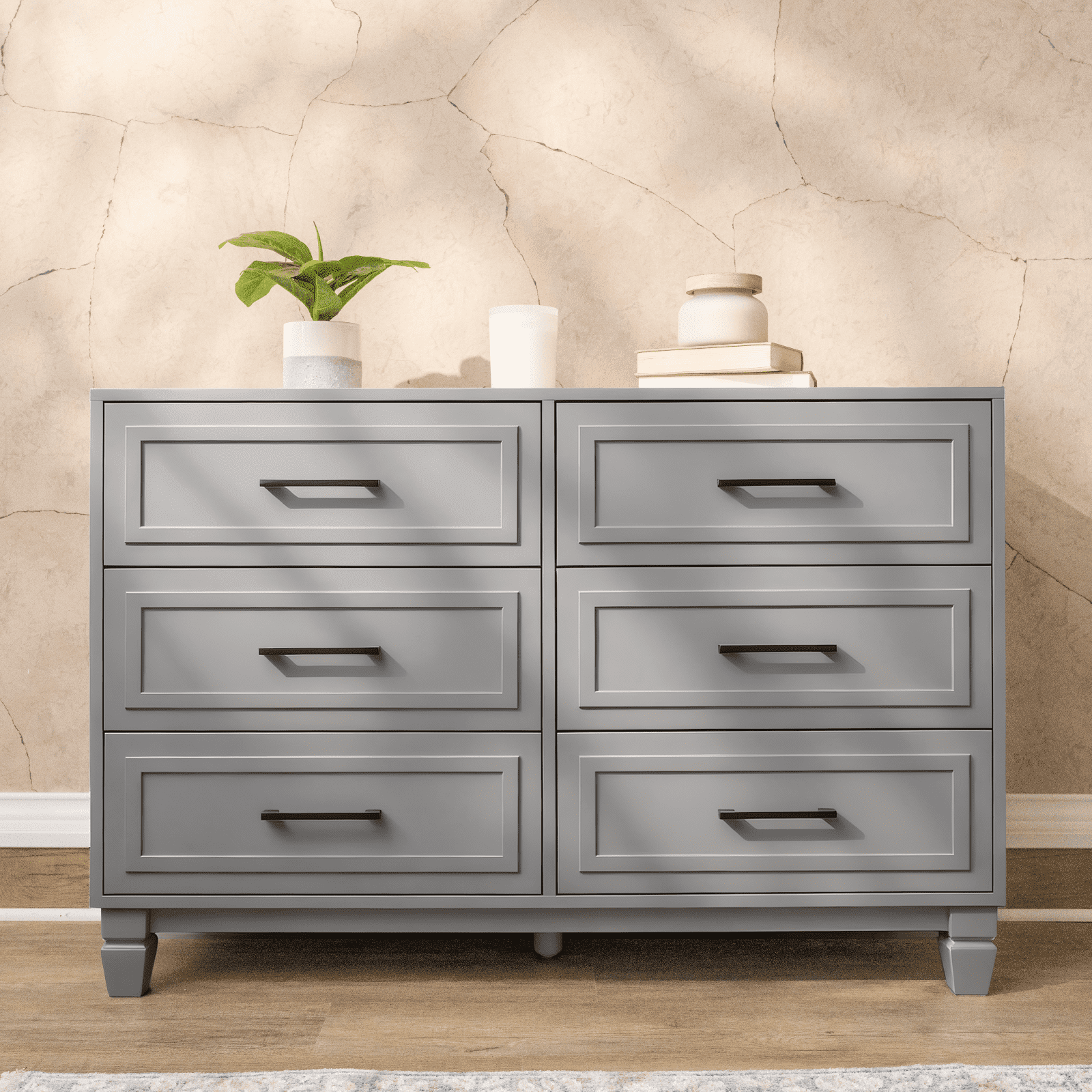 grey farmhouse dresser BERRY NEST Farmhouse Dresser for Bedroom, 6 Drawer Dresser with Unique  Solid Wood Legs, Modern Wide Chest Dressers for Clothes, Closet, Living  Room,