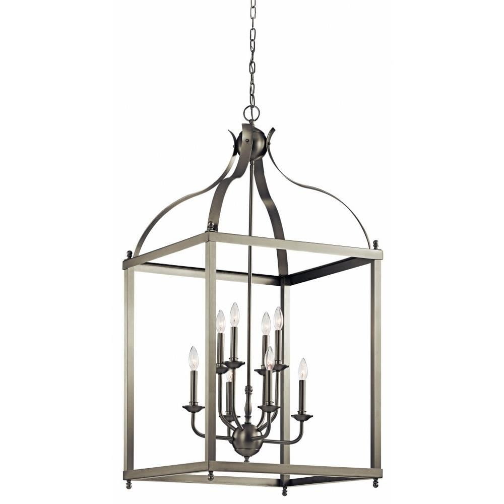 Larkin 47.75" 8-Light Brushed Nickel Outdoor Cage Chandelier