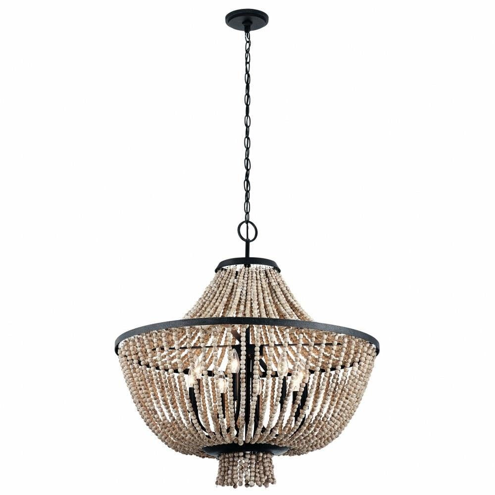Elegant Black Crystal 8-Light Transitional Chandelier