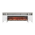 thumbnail image 1 of White Farmhouse Entertainment Center with 60" Fireplace & Drawers, TV Stand for TVs up to 100 Inches, Remote Controlled Electric Fireplace TV Cabinet, 1 of 11