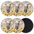 thumbnail image 1 of Farmhouse Elephants Coasters Set of 6, Absorbent Coasters for Drinks, Spring Summer Sunflowers Wood Grain Coaster for Desk Coffee Table Protection, Home Decor House Warming Gifts 4", 1 of 8