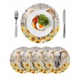 thumbnail image 1 of Farmhouse Elephants Round 13 Inch Placemats Set of 4, Spring Summer Sunflowers Wood Grain HeatResistant Non Slip Place Mats for Dining Table, Wipeable Braided Kitchen Table Mats for Housewarming, 1 of 9