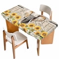 thumbnail image 1 of Farmhouse Elephants Table Cloths for 4 Foot Rectangle Tables, Spring Summer Sunflowers Wood Grain Patio Waterproof Elastic Fitted Tablecloths, Washable Rectangular Table Cover for Camping, 1 of 8