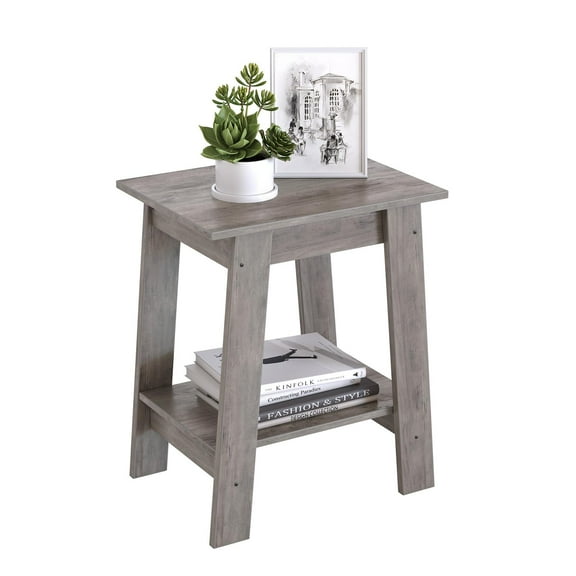 Farmhouse End Table with 2-Tier Storage Shelf Farmhouse End Table, Rustic Side Table with Storage Shelf, Small Center Table, Sturdy Wooden Nightstand Minimalist Coffee Table for Living Room, Bedroom,