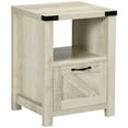 thumbnail image 1 of Farmhouse End Table, Rustic Side Cabinet with Storage, Small Side Table with Drawer, Wood Effect Top for Living Room, 1 of 9