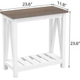 thumbnail image 1 of Farmhouse End Table, Rustic Vintage Narrow End Side Table with Storage Shelf for Small Spaces, Nightstand Sofa Table for Living Room, Bedroom White, 1 of 4