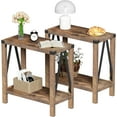 thumbnail image 1 of Farmhouse End Table Set of 2, Narrow Side End Table with Storage Shelf, Rustic A-Design Nightstand Sofa Table for Living Room, Bedroom, 1 of 6