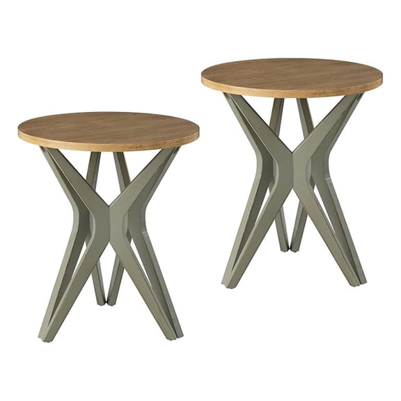 Farmhouse End Table Set of 2, Sage Green Round Side Tables for Living Room - Distressed Tripod Base Bedside Tables, Modern Boho Décor