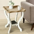 thumbnail image 1 of Farmhouse End Table, Wood Square Side Table, 2 Tiers Accent Table for Family, Living Room or Small Spaces, Concave Legs, White and Brown, 1 of 18