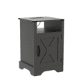 thumbnail image 1 of Farmhouse End Table with Charging Station Wooden Rustic Nightstands with Storage Cabinet and Shelf for Bedroom, Living Room, Living Room, 1 of 8