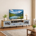 thumbnail image 1 of Farmhouse Entertainment Center with 2 Drawers& 2 Doors, TV Stand for TVs up to 80 Inch for Living Room,Oak & Gray, 1 of 7