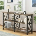 Farmhouse Entryway Industrial Wood Sofa with Modern Console Tables