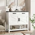 thumbnail image 1 of Farmhouse Entryway Table with 2-Door & 2 Drawers, Wood Console Table with Storage, Coffee Bar Cabinet, Sofa Tables Buffet Sideboard for Kitchen, Hallway, Dining, Living Room, 1 of 9