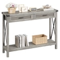 thumbnail image 1 of Farmhouse Entryway Table, Grey Console Table with Rattan Drawers, 43" Sofa Table with Storage, Console Tables for Entryway, Living Room, Hallway, 1 of 8