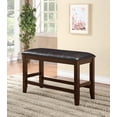 thumbnail image 1 of Farmhouse Espresso Counter Height Bench with Brown Faux Leather Seat, Footrest & Durable Wood - 40" L x 17" W x 25" H - Perfect for Dining Rooms & Transitional Spaces, 1 of 6
