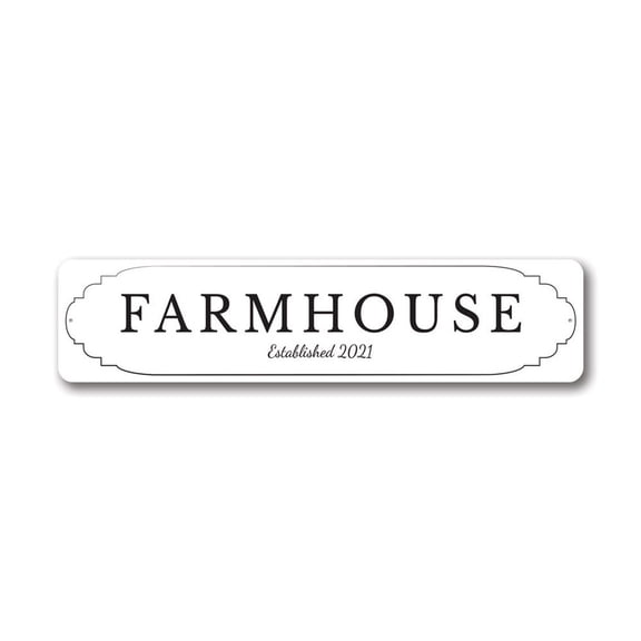 Farmhouse Established Sign, Farm Kitchen Aluminum Metal Decor Sign - 4x18 inches