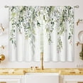 thumbnail image 1 of Farmhouse Eucalyptus Botanical Small Kitchen Curtains Rustic Leaves Window Treatment Wooden Floral Sage Mint Green Cafe Short Curtains for Bathroom Dining Tier Treatment Drapes 27.5x39 inch, 1 of 1