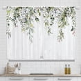 thumbnail image 1 of Farmhouse Eucalyptus Kitchen Curtains 36 Inch Length 2 Panels Set Rustic Boho Green Floral Flower Short Small Curtains Wooden Country Bathroom Curtain for Kitchen Window Treatment Drapes, 1 of 4