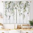 thumbnail image 1 of Farmhouse Eucalyptus Kitchen Curtains Boho Rustic Foral Flower Botanical Sage Green Leaf Small Short Cafe Window Curtains Plant Bathroom Window Drapes Treatment Tier Curtains (27.5x39 Inch), 1 of 6