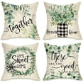 thumbnail image 1 of Farmhouse Eucalyptus Leaves Decorative Throw Pillow Cover 20 x 20 Set of 4, Buffalo Plaid Home Sweet Home Wreath Mason Jar Porch Outdoor Pillowcase, Spring Summer Couch Cushion Case Decor, 1 of 6