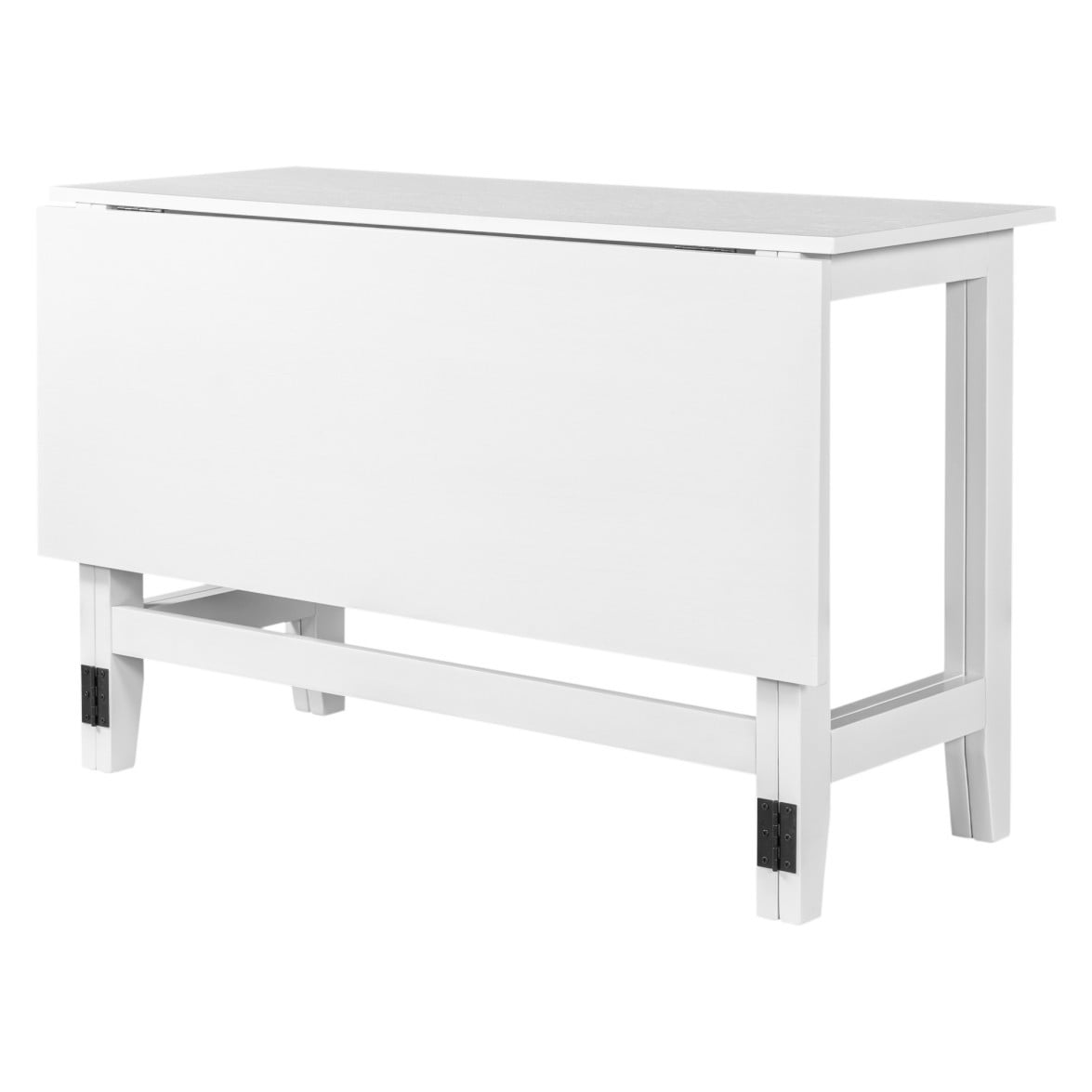 Farmhouse Extendable Dining Table, 47" Drop Leaf Kitchen Table for 4, 18"-36" Expandable Tabletop, Wood Dining Table for Small Spaces, White