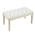 thumbnail image 1 of Farmhouse Fabric Entryway Bench, White, 1 of 7