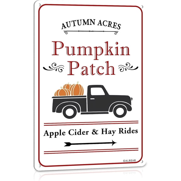 Farmhouse Fall Decor For Home Autumn Acres Pumpkin Patch Sign Farm Decoration Garden Metal Sign Tin Sign Gift for Halloween Easter Decorations 12x8 Inch