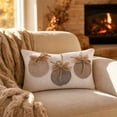 thumbnail image 1 of Farmhouse Fall Pumpkin Lumbar Throw Pillow Cover, Linen Bow Applique, Rustic Cushion Case for Sofa Couch Thanksgiving Decor, 1 of 7