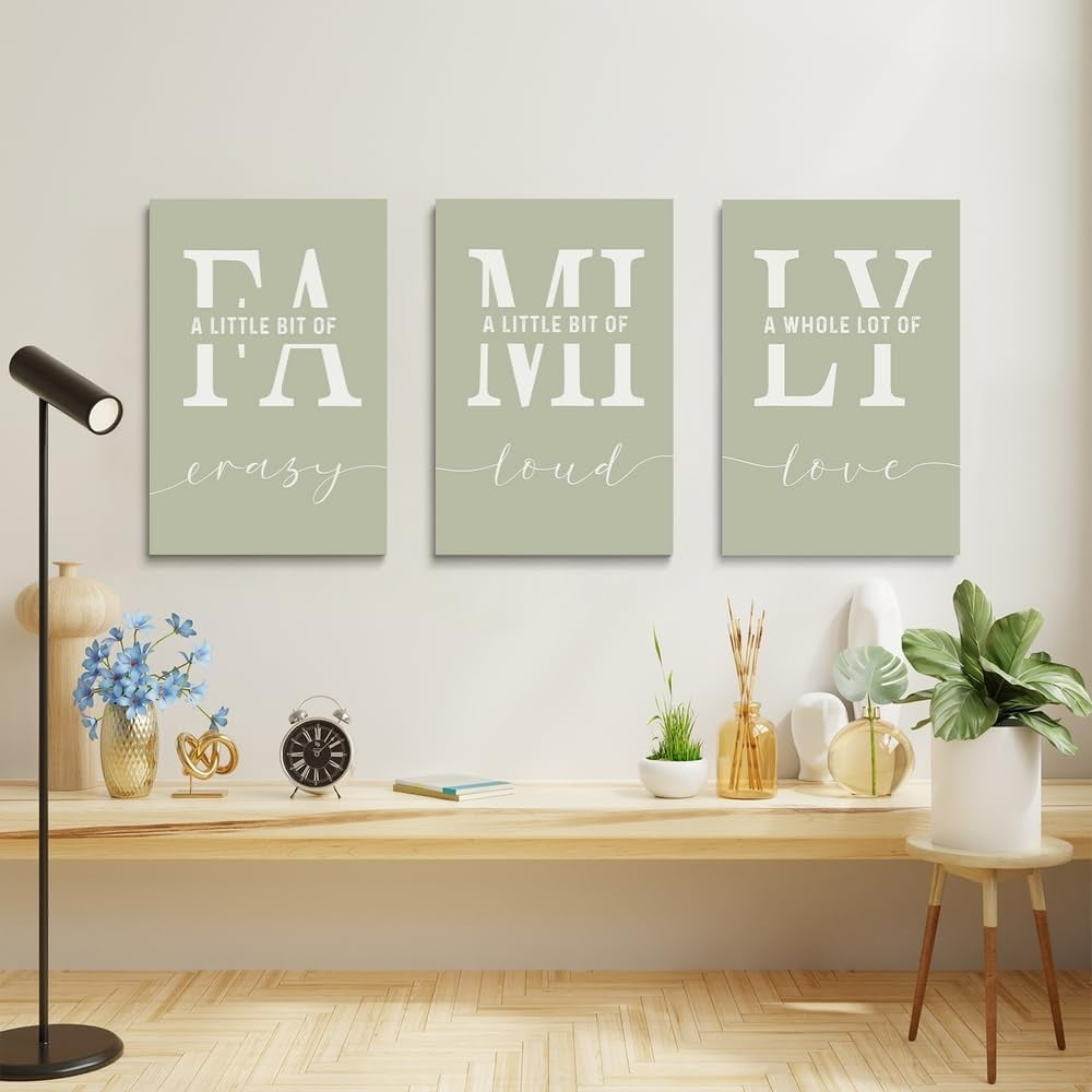 Farmhouse Family Wall Art Set of 3,Home Love Framed Canvas Prints Family  Wall Decor for Living Room, Family Signs Prints Dining Room Wall  Decor,Dining Room Decor for Wall, Sage Green 12\, image size:1000x1000