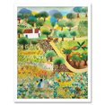 thumbnail image 1 of Farmhouse Field Folk Art Watercolour Painting Art Print Framed Poster Wall Decor 12x16 inch, 1 of 5