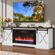 Farmhouse TV Stand with 36” Fireplace for 70/75/80 Inch TVs, 70 inch Fireplace TV Stand Entertainment Center Media Conso