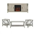 thumbnail image 1 of Farmhouse Fireplace TV Stand with Coffee Table and 2 End Table Set in Stone Gray, 1 of 10