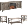thumbnail image 1 of Home Square 3-Pcs Rustic Wood and Metal Living Room Furniture Set, Gray Wash, 1 of 12