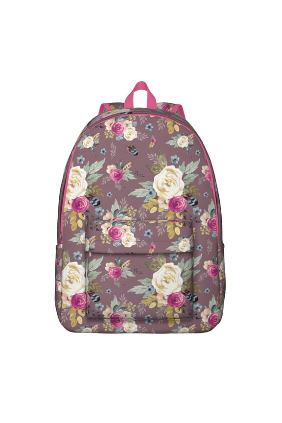 Farmhouse Floral Backpack - Rustic Waterproof Bookbag with Country Garden Roses & Peonies