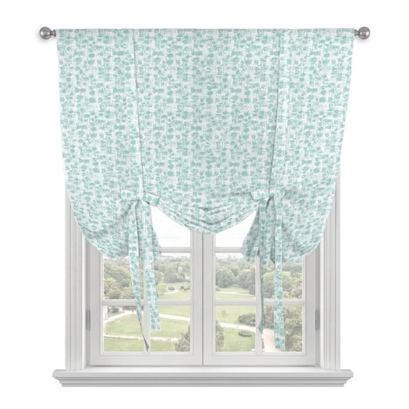 Farmhouse Floral Balloon Curtains for Windows, Bedroom Curtains 54 Inch Length, Modern Minimalist Flowers Pattern Green Tie Up Curtains Panels Thermal Insulated Bathroom Curtains Window 42"x54"