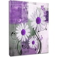 thumbnail image 1 of Farmhouse Floral Canvas Wall Art Purple Daisy Flower and Butterfly Wall Art for Living Room, Modern Abstract Geometric Grey and White Framed Wall Art for Bathroom Bedroom, 12x16 Inches, 1 of 6