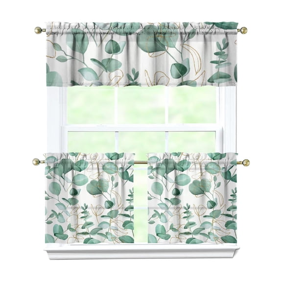 Farmhouse Floral Curtains 24 Inch - 3 Panel Set with Vintage Botanical Print, Bohemian Wildflowers & Bees, Rod Pocket for Spring Summer Decor